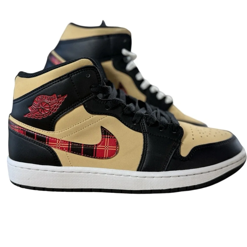 Nike Air Jordan 1 Mid SE Tartan Swoosh Men's Size 9 DZ5329-001